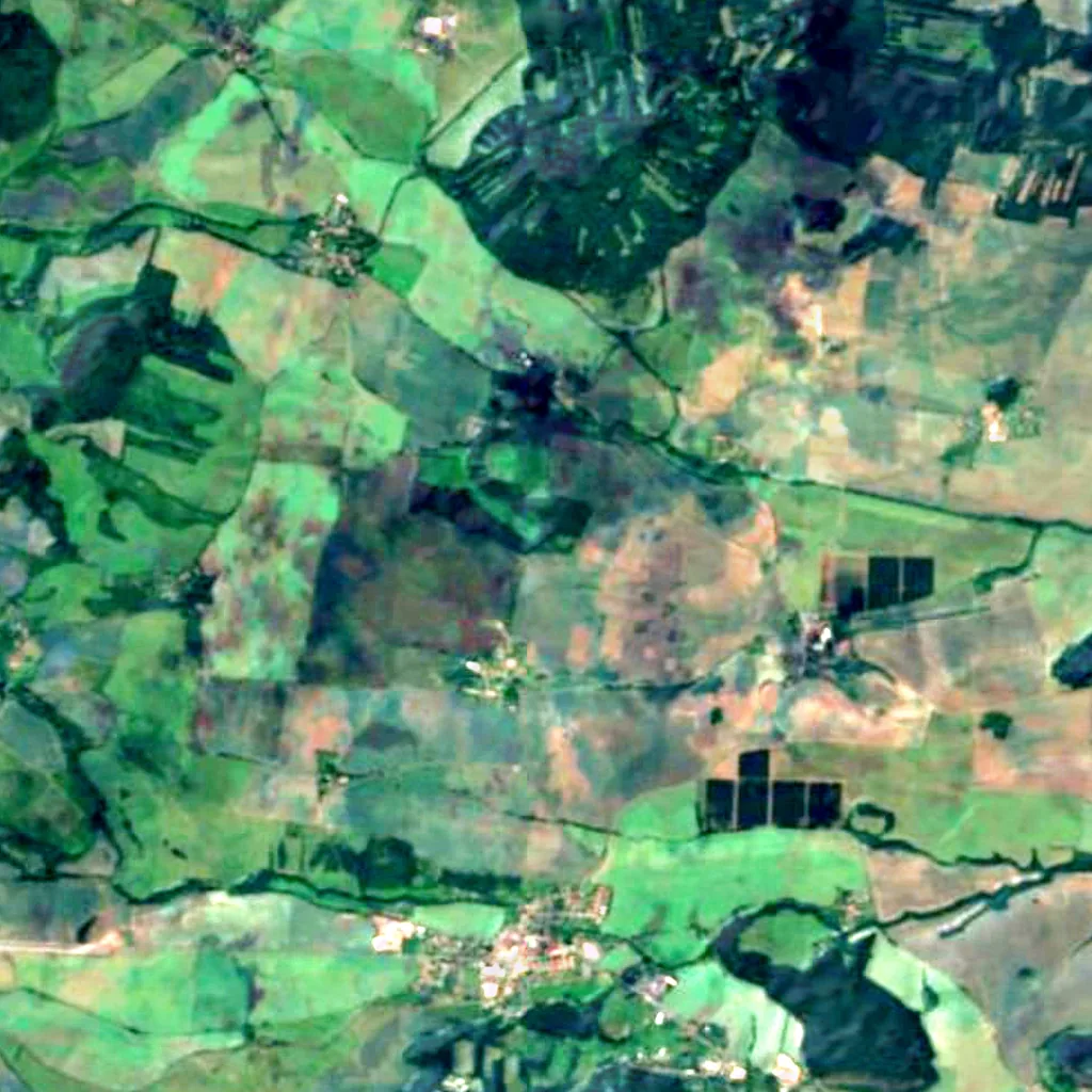 Vochlice lookout tower seen from above (Sentinel-2)