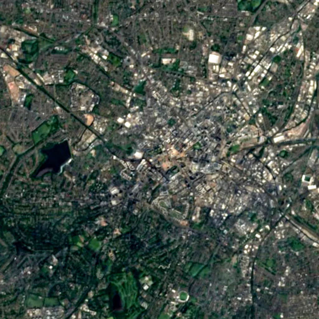 Wheel of Birmingham seen from above (Sentinel-2)