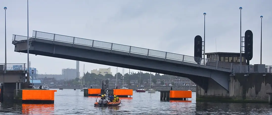 East Link Bridge in Dublin lifting for a ship