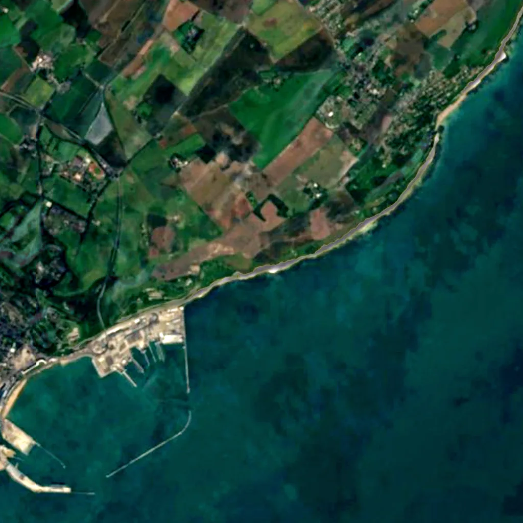 White Cliffs of Dover seen from above (Sentinel-2)