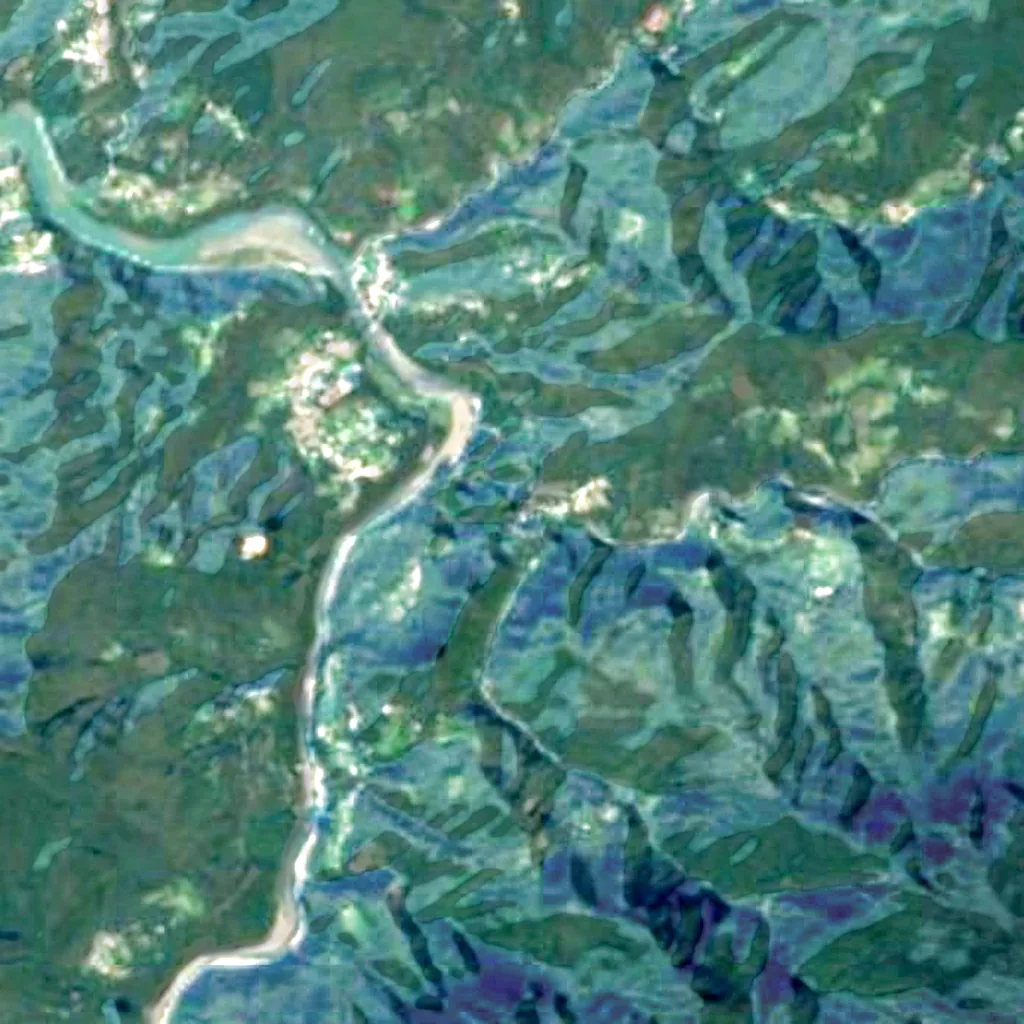 Xiaowulai Skywalk seen from above (Sentinel-2)