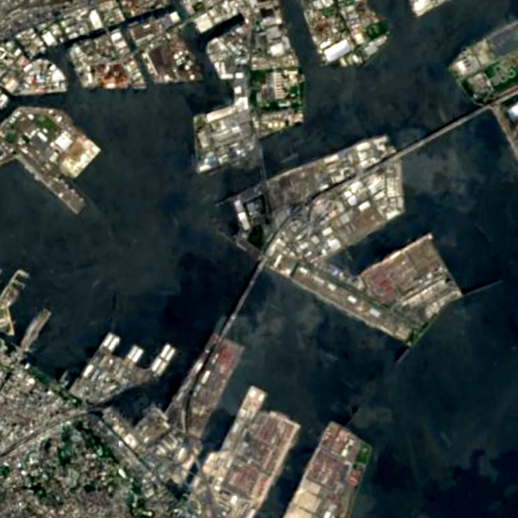 Yokohama Skywalk seen from above (Sentinel-2)