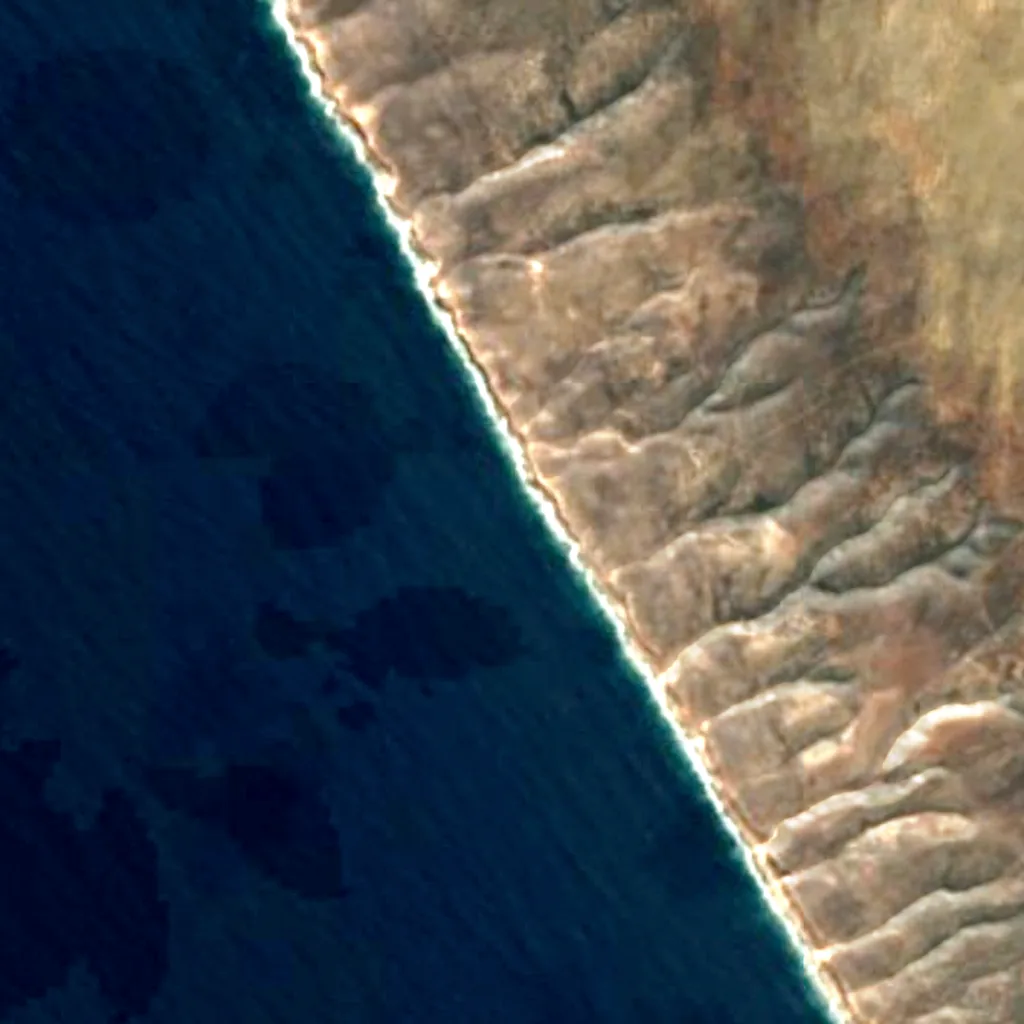 Zuytdorp Cliffs seen from above (Sentinel-2)